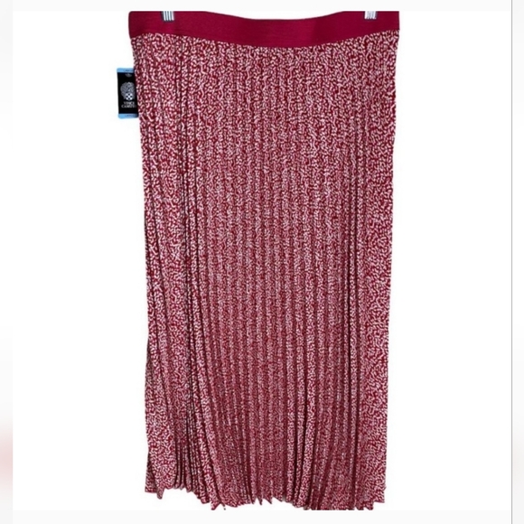 VINCE CAMUTO Red Pink Ivory Pleated Skirt Sz XL NWT - Picture 5 of 10